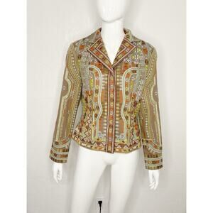 Coldwater Creek Embroidered Jacket Blazer Cotton Womens Sz 6 Boho Southwestern